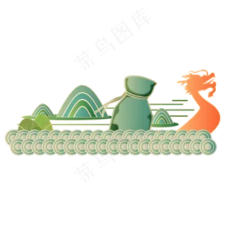 国潮风龙舟粽子