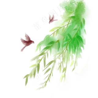 中国风古风水墨花鸟,免抠元素