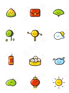 端午节可爱卡通mbe风格主题图标