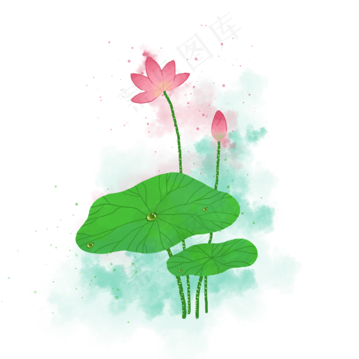 水墨手绘中国风荷花