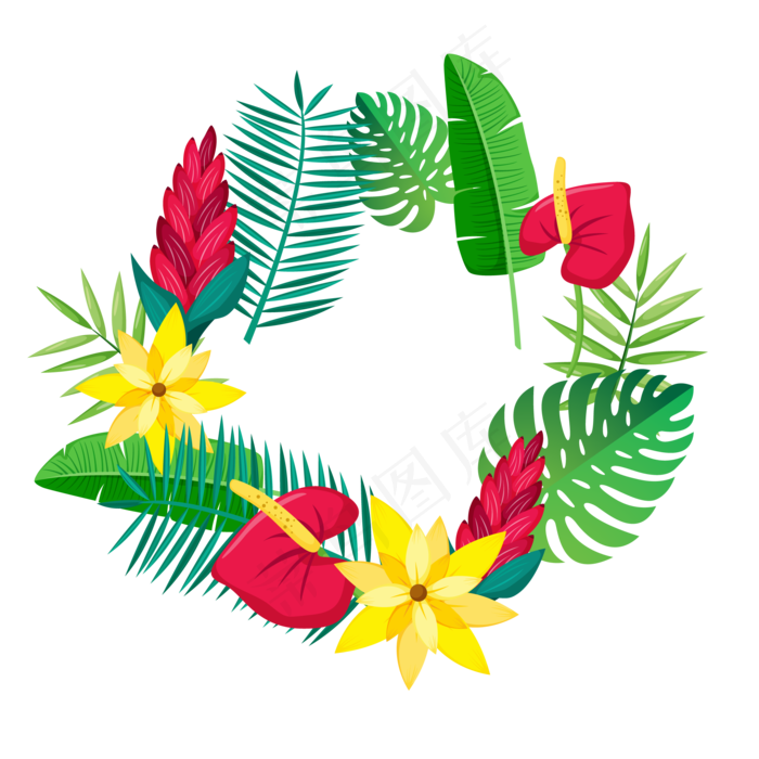 暑假假期夏季植物树叶相关免扣素