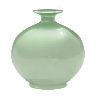 绿色翡翠瓷瓶插画,免抠元素