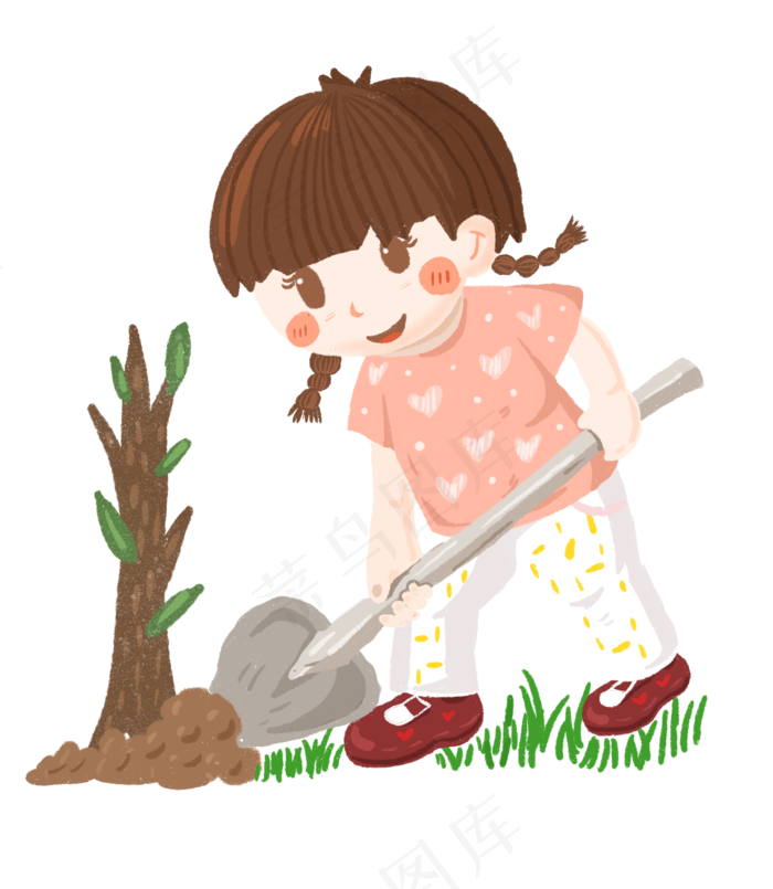 植树节种树的女孩