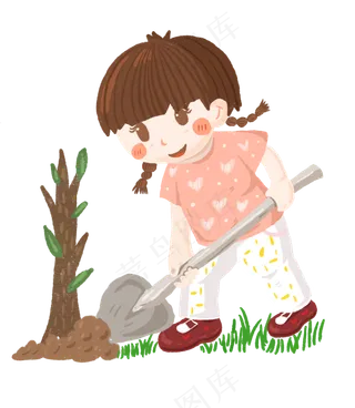 植树节种树的女孩