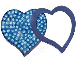 手绘蓝玫瑰礼物盒png图