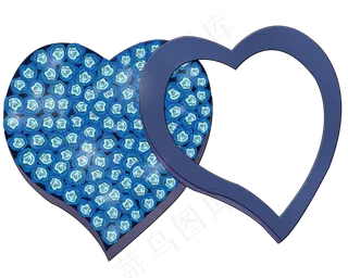 手绘蓝玫瑰礼物盒png图