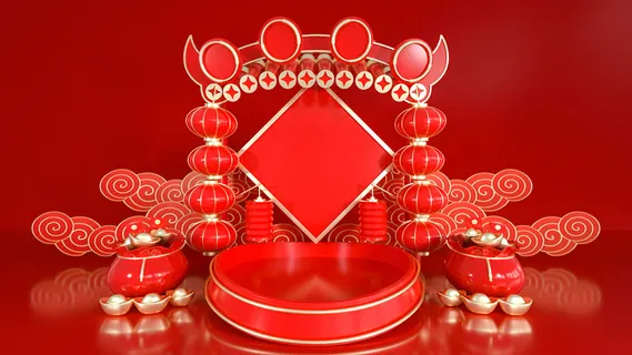 C4D中国风年货节新年促销2020鼠年海