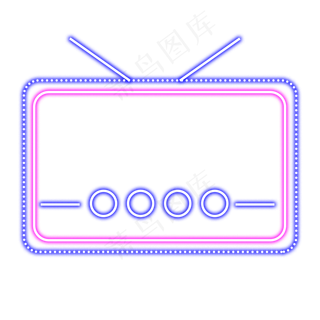 电商霓虹灯电视机边框,免抠元素