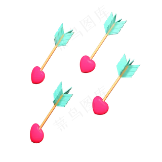 C4D爱心箭点缀首页2.14情人节装饰,免抠元素