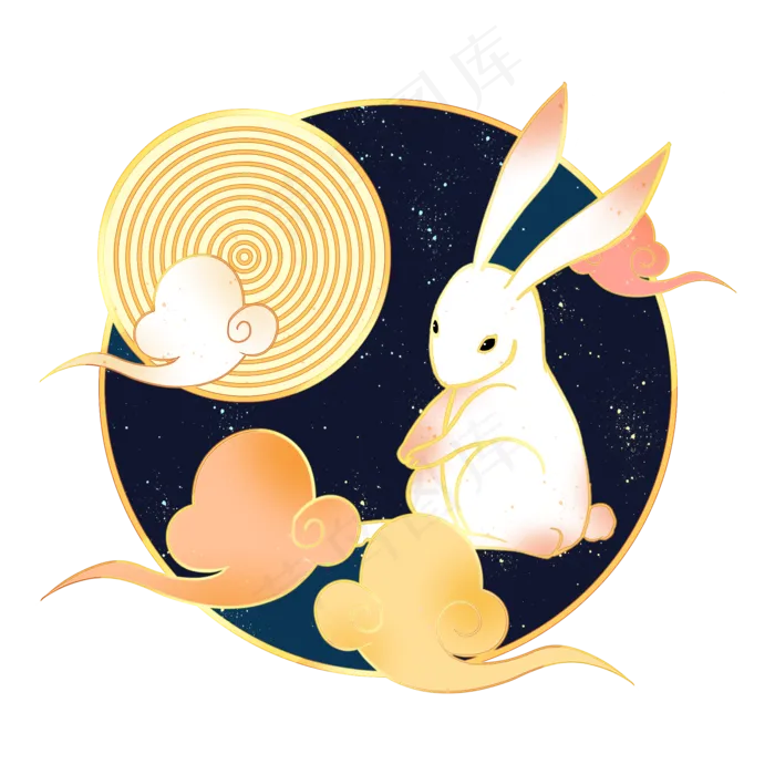 祥云花纹兔子(2000X2000(DPI:300))psd模版下载