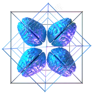 科技智能大脑数据蓝色线框医疗分,免抠元素