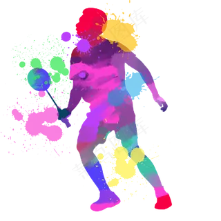 体育运动水彩羽毛球