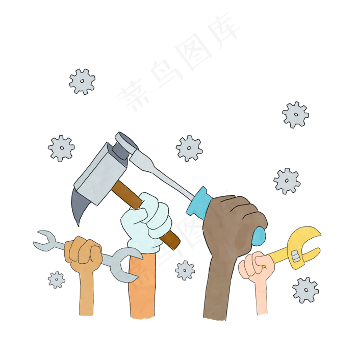 手绘工人劳动节矢量素材