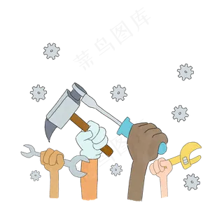 手绘工人劳动节矢量素材