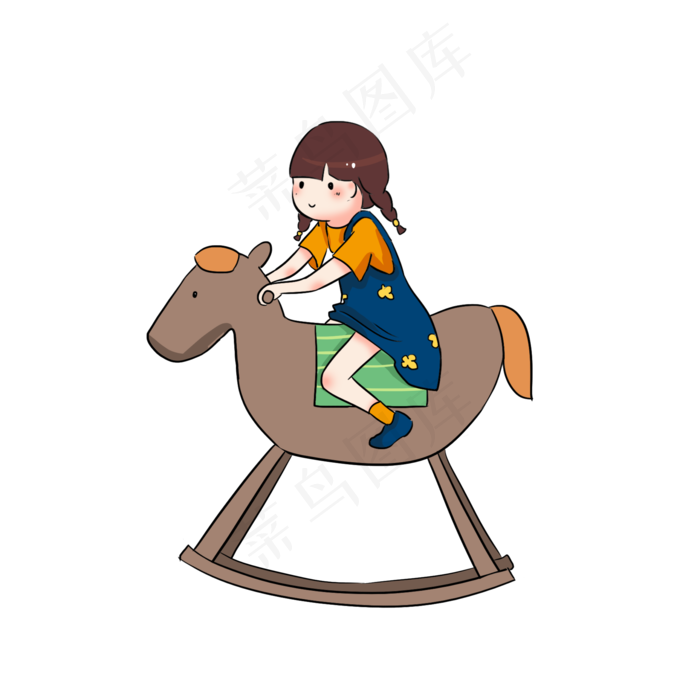 骑木马的小女孩(2000X2000(DPI:300))psd模版下载