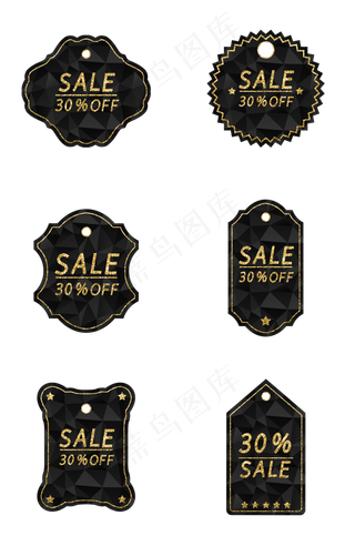 闪粉黑金电商促销吊牌组图2,免抠元素