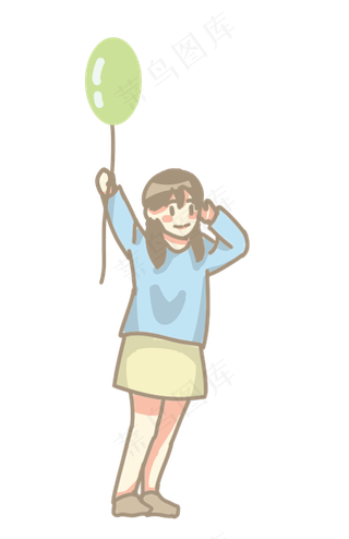 儿童节女孩拿起球PNG素材
