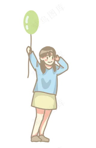 儿童节女孩拿起球PNG素材