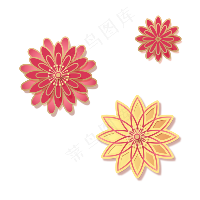 漂亮的剪纸小花插画