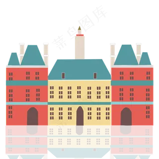 卡通手绘红房子元素