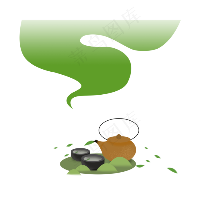 免抠黄色茶壶茶田装饰(2050X2050(DPI:300))psd模版下载
