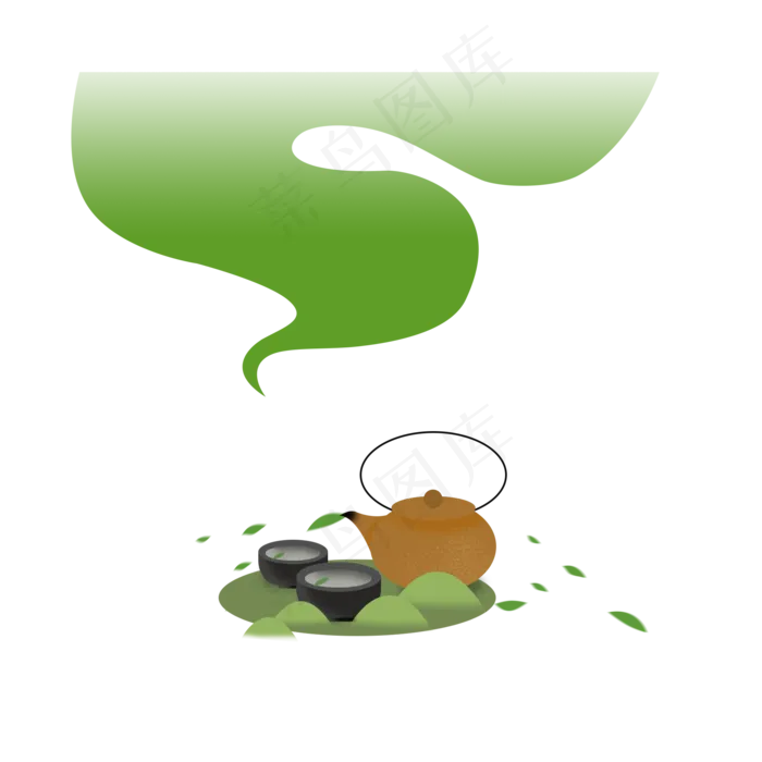免抠黄色茶壶茶田装饰(2050X2050(DPI:300))psd模版下载