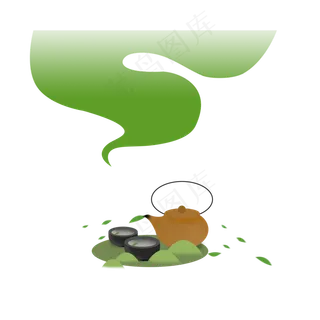 免抠黄色茶壶茶田装饰