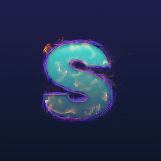 火焰蓝色炫光大写字母S