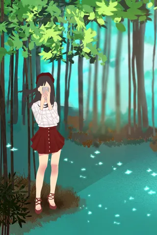 夏天旅游湖水景色