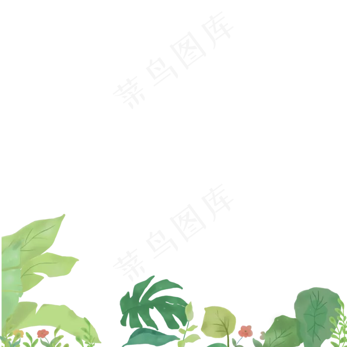 绿色底部叶子装饰,免抠元素(2000*2000px 300 dpi )psd模版下载