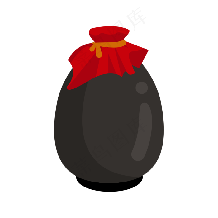 手绘水墨风酒坛插画,免抠元素