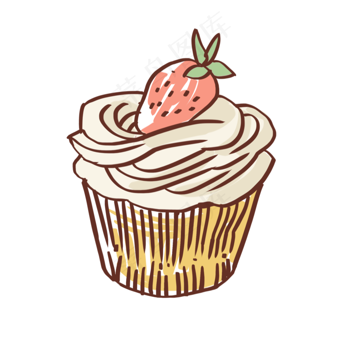 奶油纸杯草莓水果蛋糕蛋糕草莓蛋