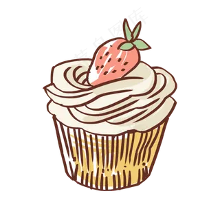 奶油纸杯草莓水果蛋糕蛋糕草莓蛋