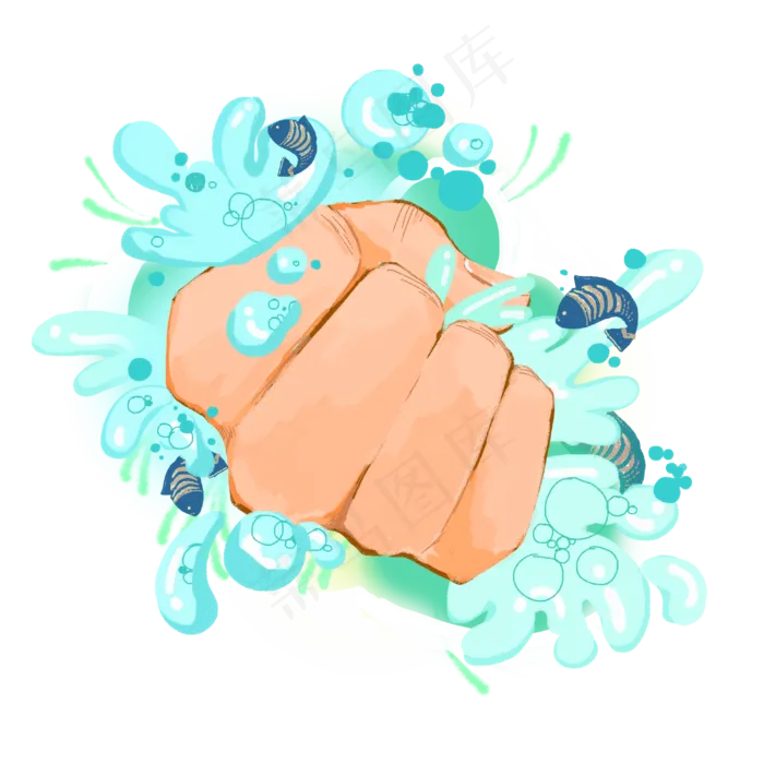 手创意浪花鱼幻想PNG(4000X4000(DPI:300))psd模版下载