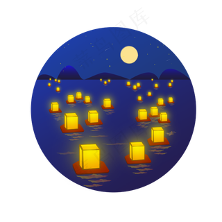 中秋节中秋花灯矢量元素