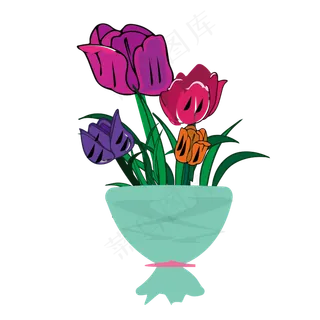 矢量手绘卡通花束