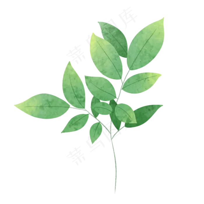 春天水彩绿色植物(2000X2000(DPI:300))psd模版下载