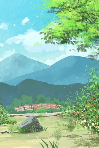 夏天景色天空高处树木等风景