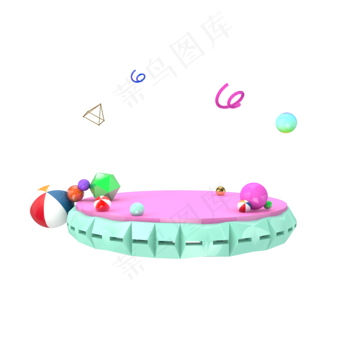 C4D创意小清新电商装饰展台(2000X2000)