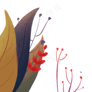 春天夏天五颜六色前景花草手绘插