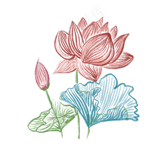 简约水彩荷花免抠创意插图