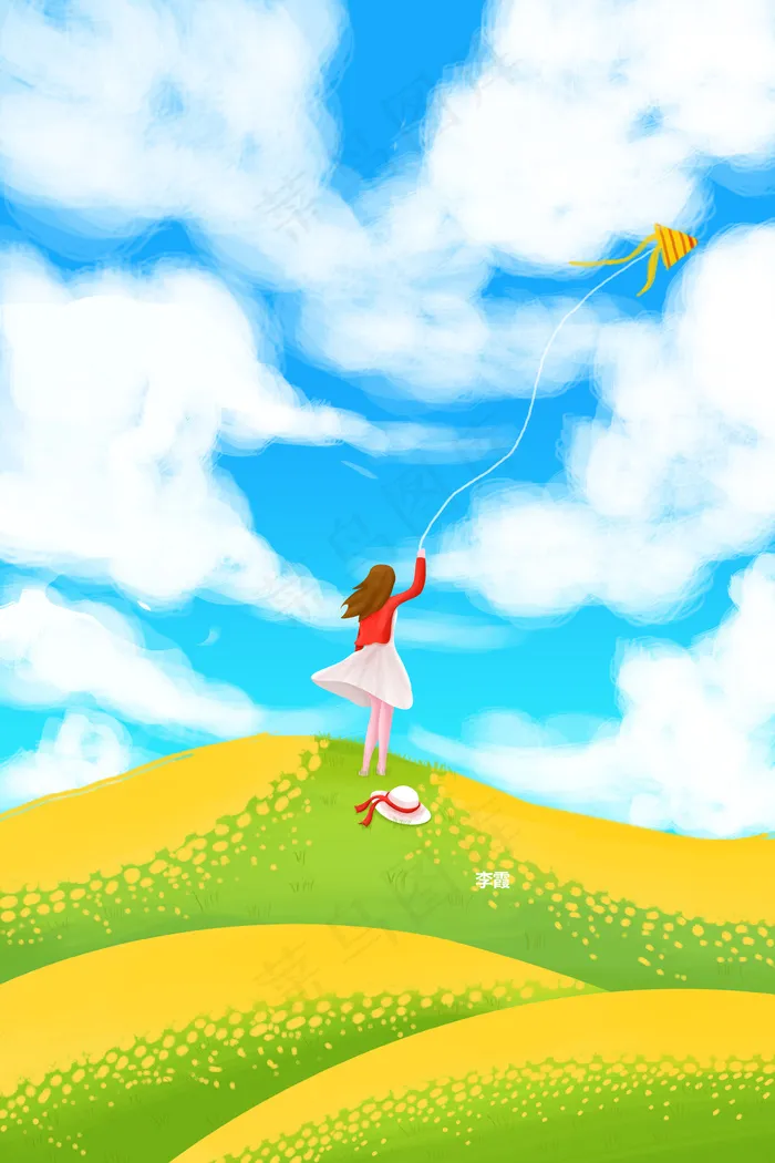 绿色蓝色夏天夏季配图(3545X5315(DPI:300))psd模版下载
