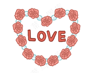 亲吻情人节玫瑰爱心花圈PNG图片