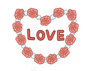亲吻情人节玫瑰爱心花圈PNG图片