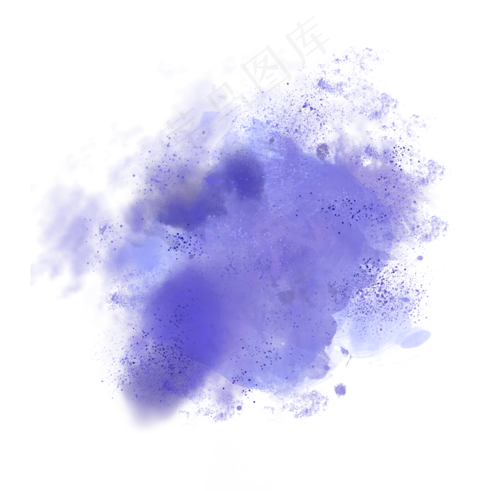 蓝色矢量水彩墨迹图