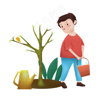 植树节植树的小孩