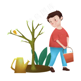 植树节植树的小孩