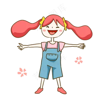 六一儿童节开心大笑的可爱双马尾