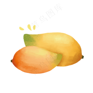 水果黄色芒果小清新手绘风格平面,免抠元素