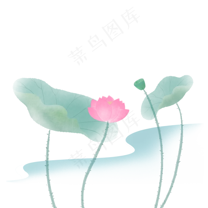 荷花手绘水墨免扣(2000X2000(DPI:300))psd模版下载